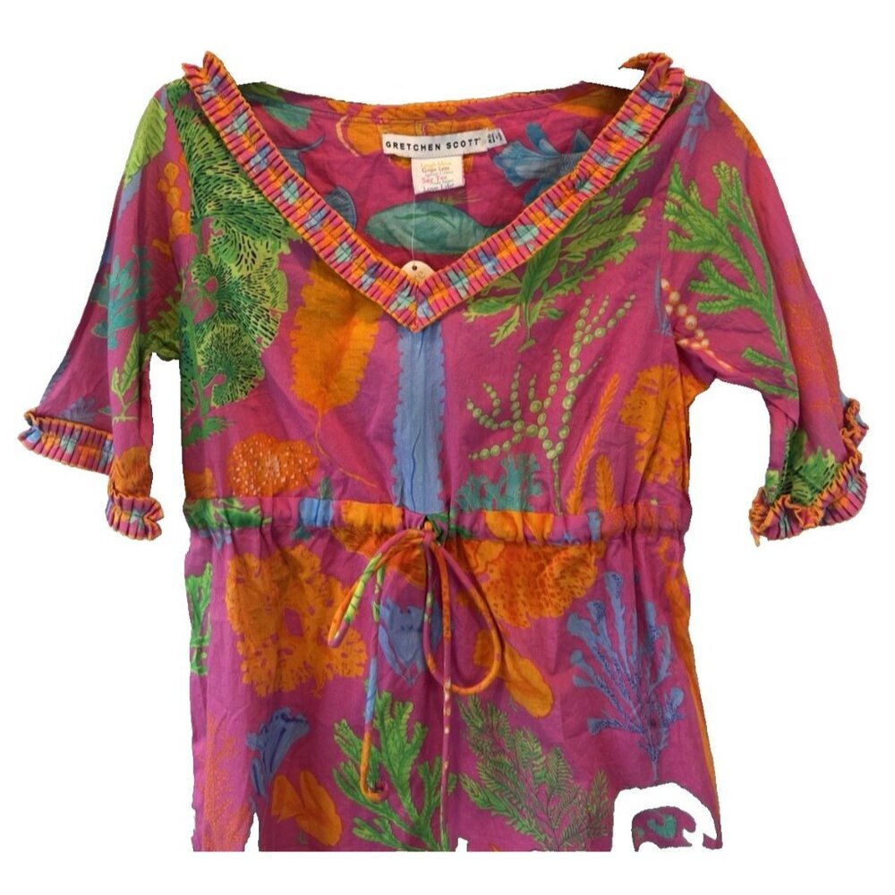 Gretchen Scott Colorful Surfs Up Sea Sway Beach Coverup Dress XS NEW Resortwear - Picture 2 of 11